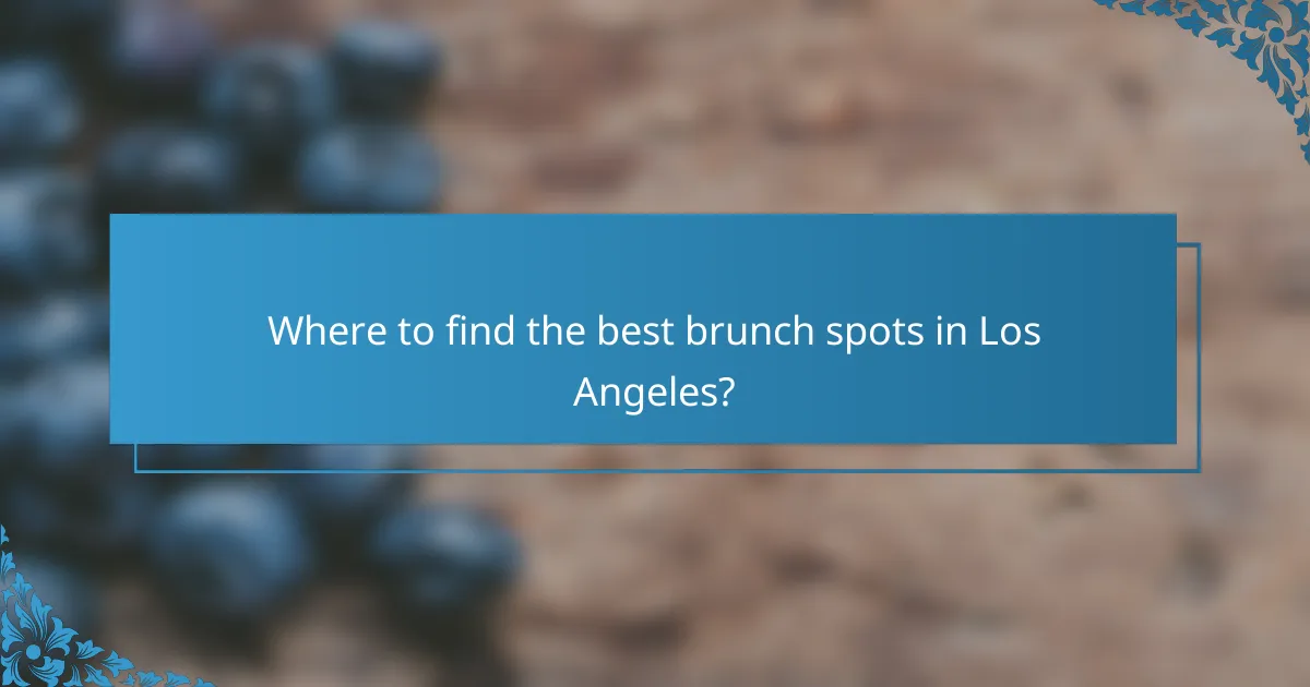 Where to find the best brunch spots in Los Angeles?